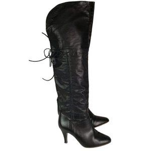 Alberto D Molina 6.5 vintage all leather OTK boots black